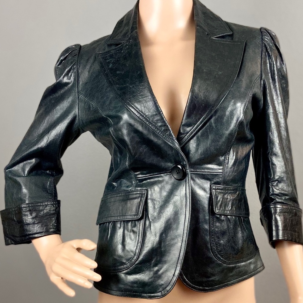 Arden B black leather jacket